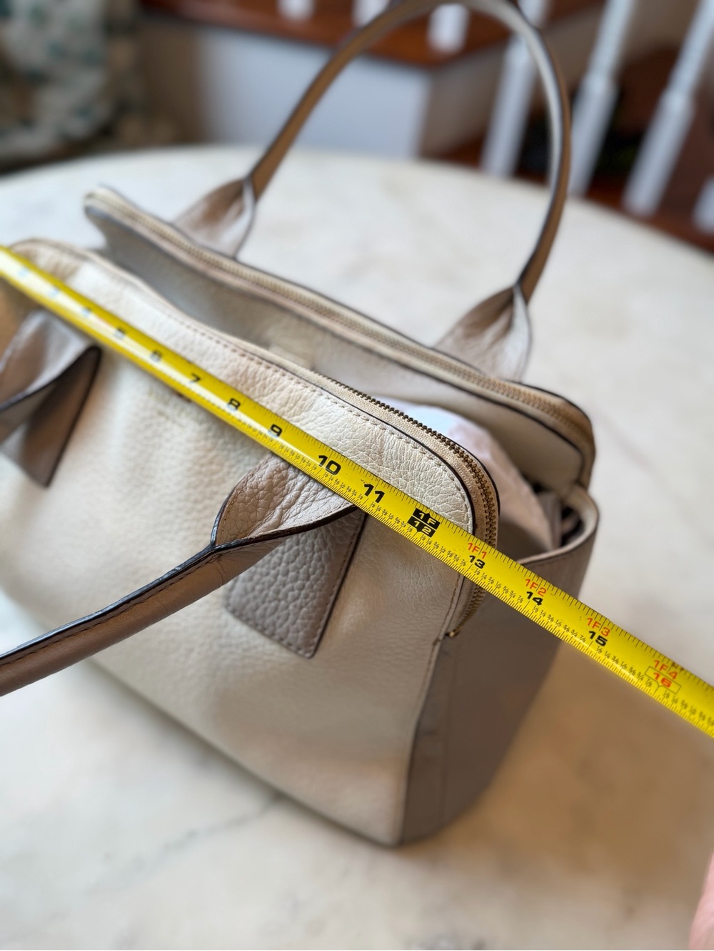 kate spade Cream and Taupe Leather Satchel with Tassel - Picture 12 of 16